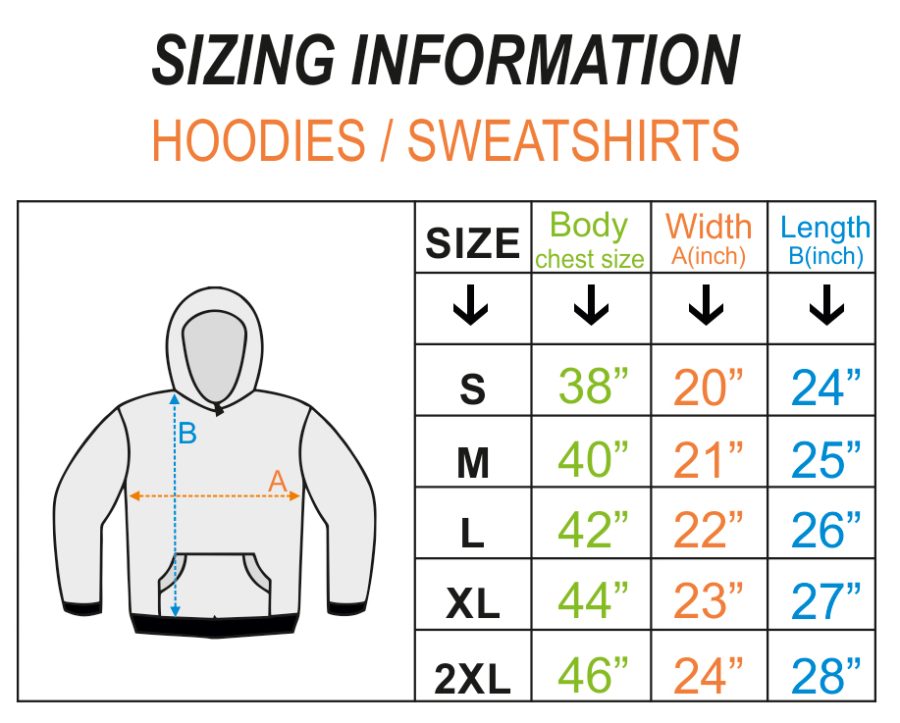 size chart hoodies and sweatshirts latest