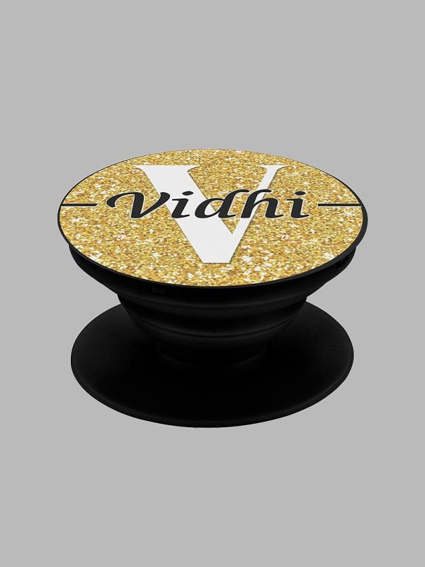 Golden Glitter Name Popsockets for phone | Personalized Name mobile grips