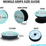 size chart mobile grips holders