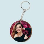 Personalized wooden photo keychain | Double sided circle Key chain
