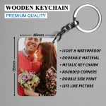 Personalized wooden keychain with photo | Double sided Rectangular Keychain