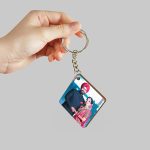 Personalized wooden keychain with name | Double sided Square Key chain