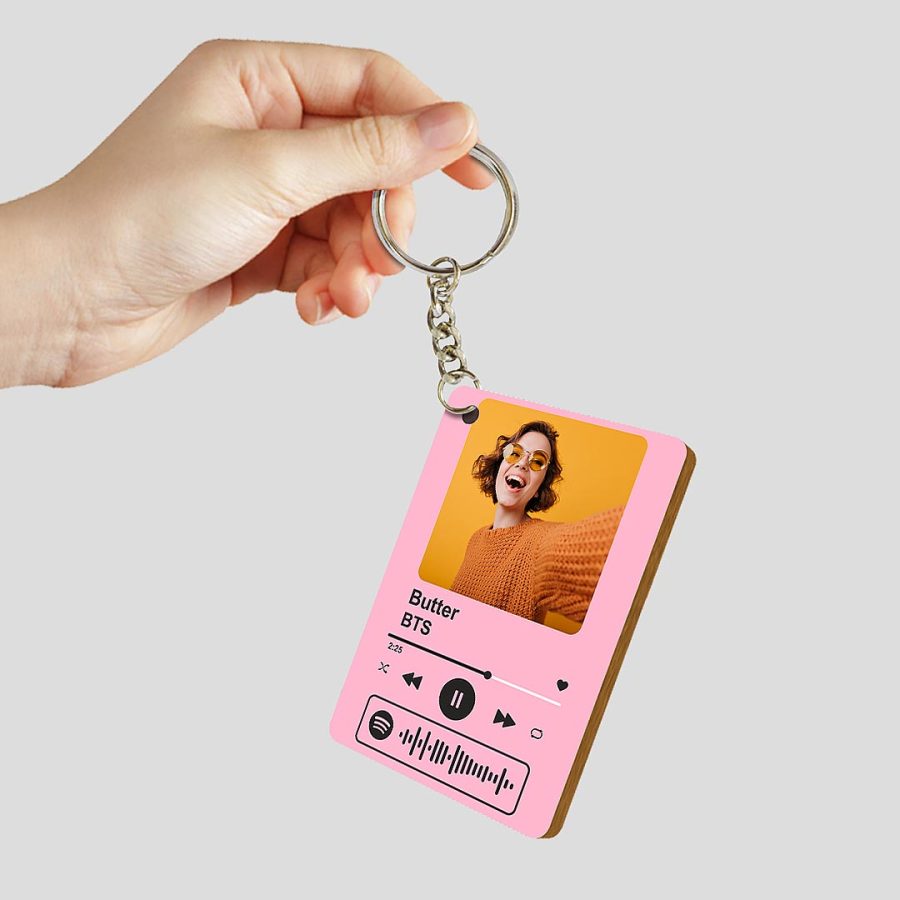 Spotify song keychain | Double sided- pink base