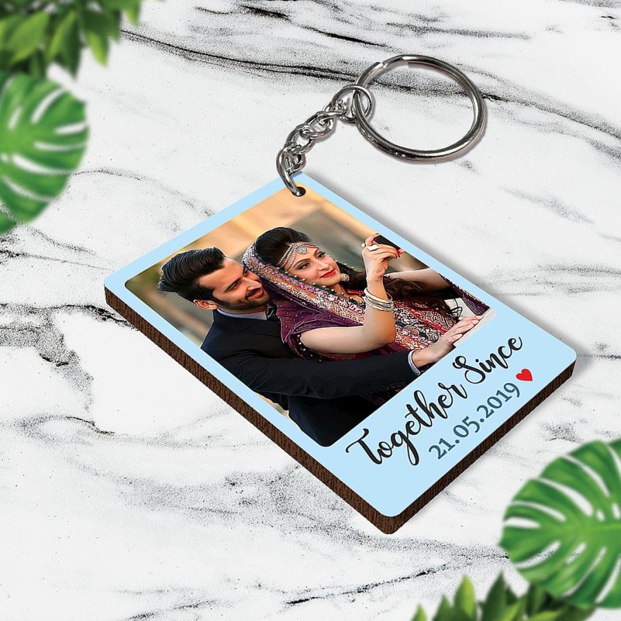 Personalized Keychain with Photo and Text | Double sided Rectangular Keychains