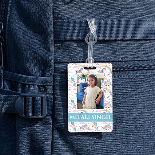 Unicorn Photo Luggage Tag | School Bag Tag