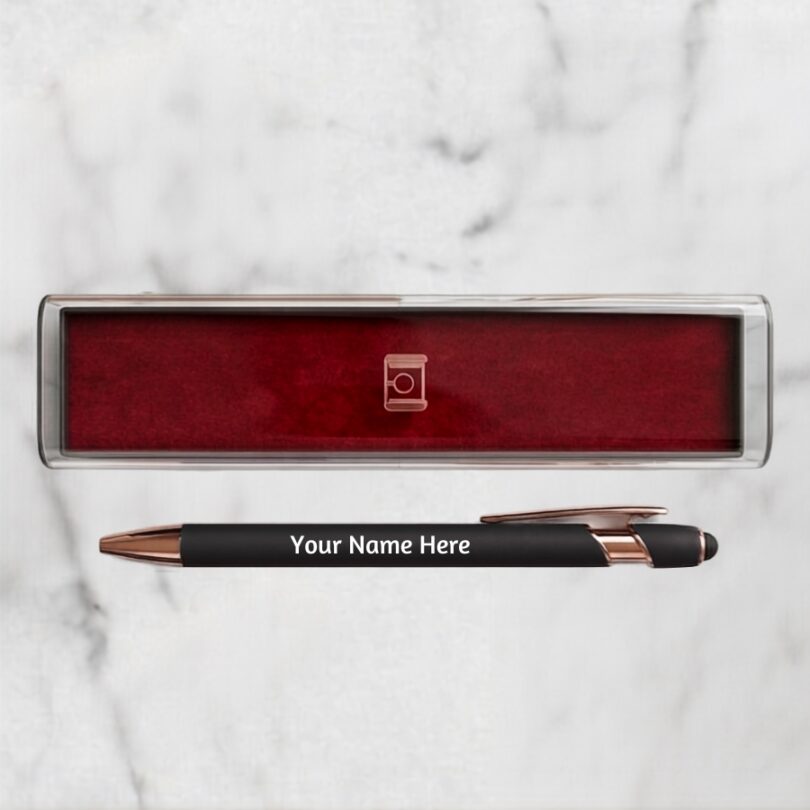 Velvet Finish Black colour Pen with name | Velvet Black Engraved Personalized Pen